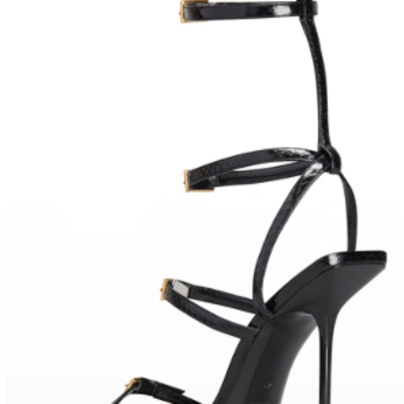 Saint Laurent "Giqua" Snakeskin Sandals with Crystal Trim 110MM - Picture 5 of 14